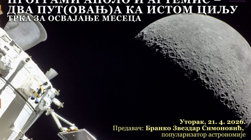 ЦЗК: ПРЕДАВАЊЕ О МИСИЈАМА „АПОЛО“ И „АРТЕМИС“ И ТРЦИ ЗА ОСВАЈАЊЕ МЕСЕЦА